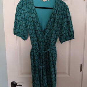 Boden V-Neck Puff Sleeve Romper - Size 14